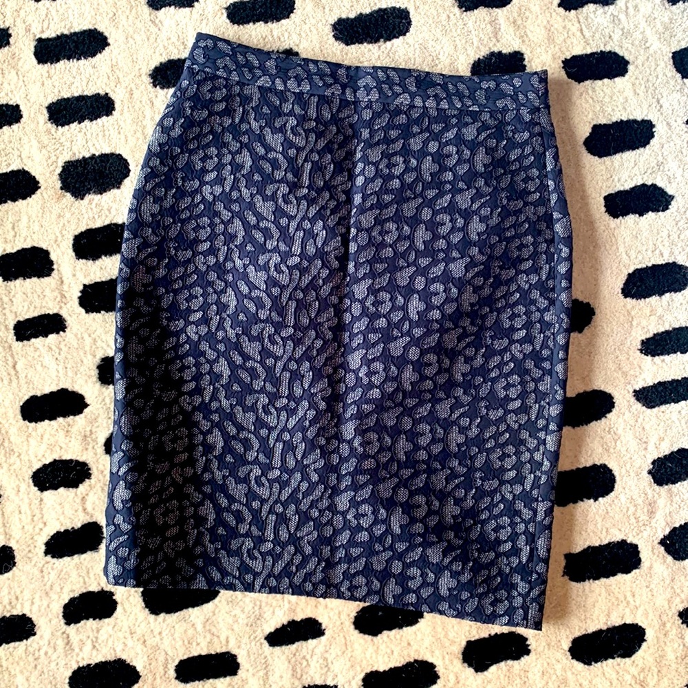 Blue and silver pencil skirt